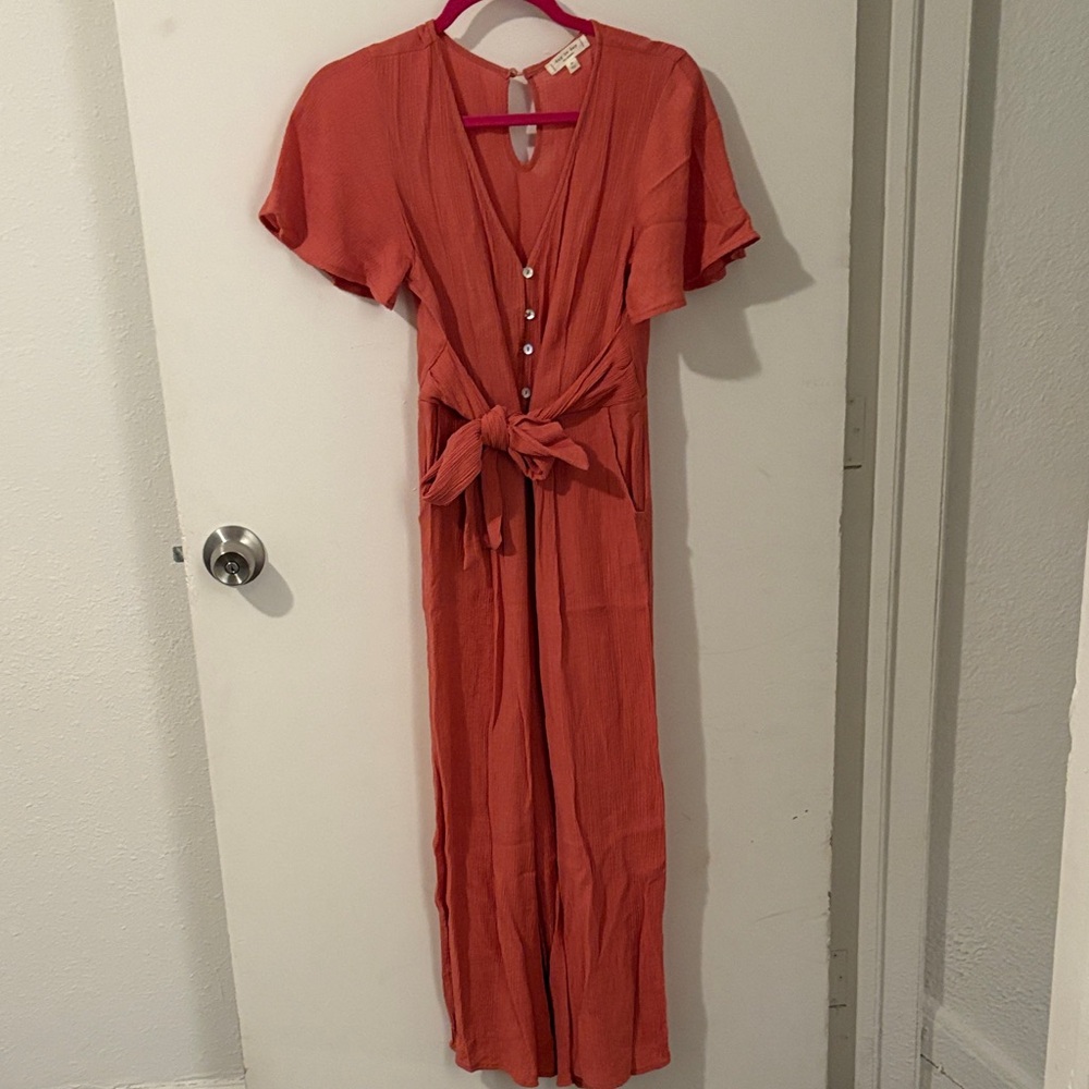 Blu Pepper Terracotta Jumpsuit with Button Detail